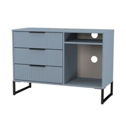 Ancona Matt Denim Blue Tv Stand With 2 Shelves & 3 Drawers, (H)68.3Cm X (W)96.8Cm X (D)39.2Cm - thumbnail 3