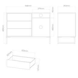 Ancona Matt Denim Blue Tv Stand With 2 Shelves & 3 Drawers, (H)68.3Cm X (W)96.8Cm X (D)39.2Cm - thumbnail 7