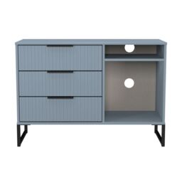 Ancona Matt Denim Blue Tv Stand With 2 Shelves & 3 Drawers, (H)68.3Cm X (W)96.8Cm X (D)39.2Cm - thumbnail 2
