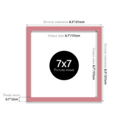7X7 Pink Picture Frame (17.8 X 17.8Cm) Poster, Photo, Artwork, Gallery Wall Or Print - thumbnail 3