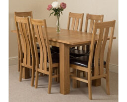 That's Furniture Hampton 120Cm - 160Cm Oak Extending Dining Table And 6 Chairs Dining Set With Princeton Chairs - thumbnail 1