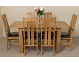 That's Furniture Hampton 120Cm - 160Cm Oak Extending Dining Table And 6 Chairs Dining Set With Princeton Chairs - thumbnail 2