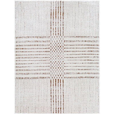 Livabliss Galey Alix Architect-Modern Ivory Brown Graphic High Pile Living Dining Bedroom Rug 200 X 275 Cm Easy Care, Non Shedding - image 1