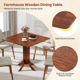 Wooden Kitchen Table Square Dining Table With Pedestal Base - thumbnail 3