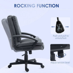 Dark Grey Pu Modern Executive Office Chair With Adjustable Height Rolling Wheels - thumbnail 4