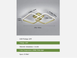 Led Ceiling Light 6500K Gold Ceiling Lamp Bedroom Living Room 64Cm - thumbnail 2