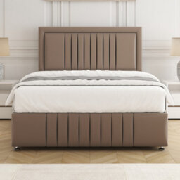 Bsspoke Lily Divan Bed Set Mink Plush Velvet 24Inch Headboard & Footboard & Mattress No Drawers In Single 4Ft 4Ft6 5Ft 6Ft - thumbnail 1