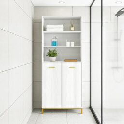 Hygrad Built to Survive Bathroom Tall Cabinet Cupboard Bathroom Storage Cabinet With 2 Laundry Baskets - thumbnail 2