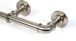 Lister Cartwright 25mm Polished Steel Industrial Pipe Extendable Curtain Pole Heavy Duty Metal Curtain Rod(70-120 Cm) - thumbnail 3
