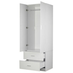 Urbn-Living White - White 2-Door 2-Drawer Wardrobe - thumbnail 2