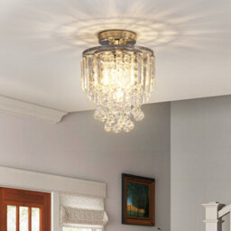 Living And Home Modern 23Cm Dia Chandelier Droplet Crystal Ball Chrome Mount Ceiling Light Fixture - thumbnail 3