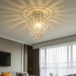 Living And Home Modern 23Cm Dia Chandelier Droplet Crystal Ball Chrome Mount Ceiling Light Fixture - thumbnail 2