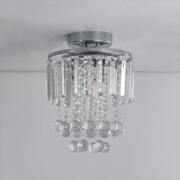 Living And Home Modern 23Cm Dia Chandelier Droplet Crystal Ball Chrome Mount Ceiling Light Fixture - thumbnail 4