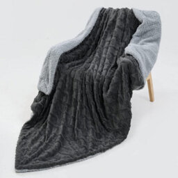 Pagnanno. Pagnanno Sherpa Teddy Fleece Blanket Fluffy Double Layered Bed And Sofa Throw For Families, Couples, Grey, Double - thumbnail 2