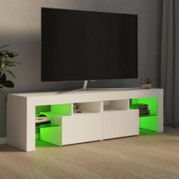 Berkfield Tv Cabinet With Led Lights White 140X36.5X40 Cm - thumbnail 5