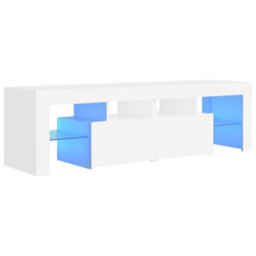 Berkfield Tv Cabinet With Led Lights White 140X36.5X40 Cm - thumbnail 2