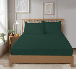 Super Soft Plain Dye Fitted Sheet In Emerald Green - King
