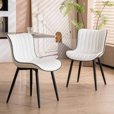 Xample Dining Chairs Set Of 2 Faux Leather Modern Padded Seat With Metal Legs, Comfortable And Durable Kitchen, Office, Or Cafe Seating - image 1