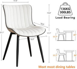 Xample Dining Chairs Set Of 2 Faux Leather Modern Padded Seat With Metal Legs, Comfortable And Durable Kitchen, Office, Or Cafe Seating - thumbnail 8