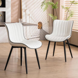 Xample Dining Chairs Set Of 2 Faux Leather Modern Padded Seat With Metal Legs, Comfortable And Durable Kitchen, Office, Or Cafe Seating - thumbnail 1