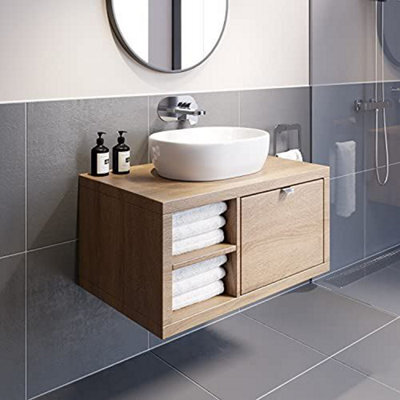 Affine Bathroom Wall Hung Vanity Unit Sink Cabinet Wash Basin Sink Storage Drawer 800mm - image 1