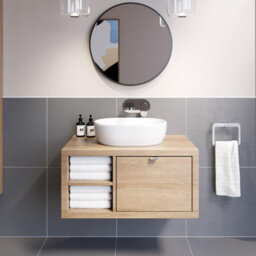 Affine Bathroom Wall Hung Vanity Unit Sink Cabinet Wash Basin Sink Storage Drawer 800mm - thumbnail 2