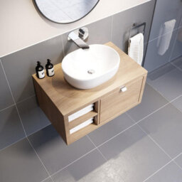Affine Bathroom Wall Hung Vanity Unit Sink Cabinet Wash Basin Sink Storage Drawer 800mm - thumbnail 3