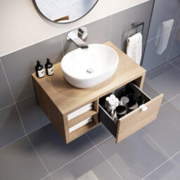 Affine Bathroom Wall Hung Vanity Unit Sink Cabinet Wash Basin Sink Storage Drawer 800mm - thumbnail 4