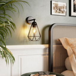 GoodHome Smertrio Matt Black Paint Effect Wired Wall Light - thumbnail 1