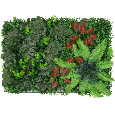 Neel Blue Artificial Green Grass Panel Backdrop, 60Cm X 40Cm, With Barries Flowers - image 1