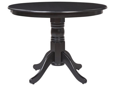Wyld And Coco Casalux 100Cm Round Dining Table Black Rubberwood Vintage Pedestal With Four Curved Legs - image 1