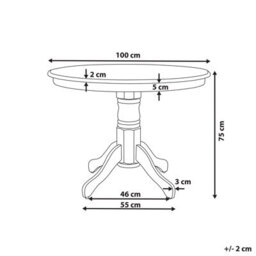 Wyld And Coco Casalux 100Cm Round Dining Table Black Rubberwood Vintage Pedestal With Four Curved Legs - thumbnail 4