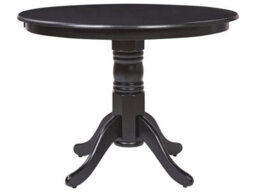Wyld And Coco Casalux 100Cm Round Dining Table Black Rubberwood Vintage Pedestal With Four Curved Legs - thumbnail 1