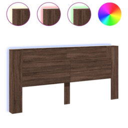 Berkfield Headboard Cabinet With Led Brown Oak 220X16.5X103.5 Cm - thumbnail 2