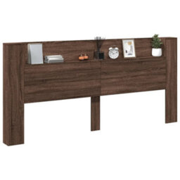 Berkfield Headboard Cabinet With Led Brown Oak 220X16.5X103.5 Cm - thumbnail 5