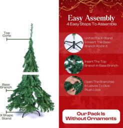 Klass Home Collection 5Ft Christmas Tree 580 Tips Lush Xmas Tree, Premium Pvc Realistic Artificial Christmas Tree With Metal Stand - thumbnail 3