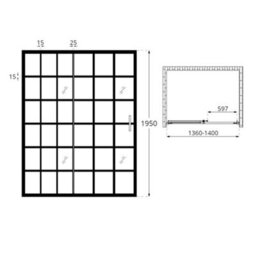 Homestylestore Black Grid Sliding Door Shower Enclosure And White Slate Effect Tray 1400 X 800mm - thumbnail 4