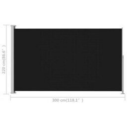 Berkfield Patio Retractable Side Awning 220X300 Cm Black - thumbnail 7