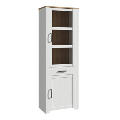 Furniture To Go Bohol Narrow Display Cabinet Inc. 2X Led Lights In Riviera Oak/white - image 1