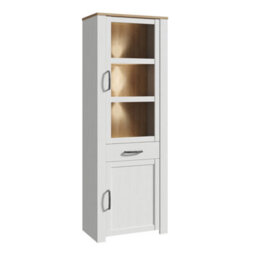 Furniture To Go Bohol Narrow Display Cabinet Inc. 2X Led Lights In Riviera Oak/white - thumbnail 5