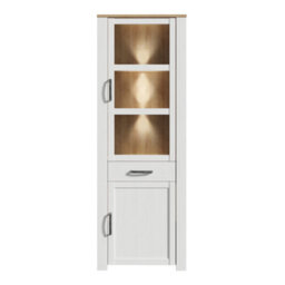 Furniture To Go Bohol Narrow Display Cabinet Inc. 2X Led Lights In Riviera Oak/white - thumbnail 6