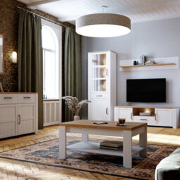 Furniture To Go Bohol Narrow Display Cabinet Inc. 2X Led Lights In Riviera Oak/white - thumbnail 7