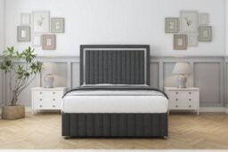 "Comfort Boston Chrome Graphite Dumfries Divan Bed Set 4 Drawers - 26"" Strutted & 12"" Footboard 5' King" - thumbnail 1