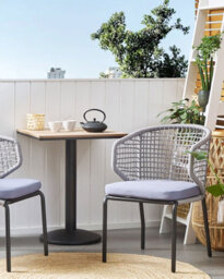 Beliani Set Of 2 Garden Chairs With Cushions Palmi Metal Grey - thumbnail 2