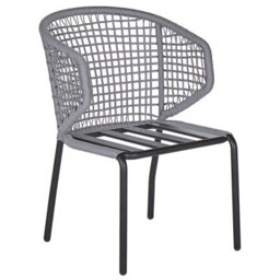 Beliani Set Of 2 Garden Chairs With Cushions Palmi Metal Grey - thumbnail 4