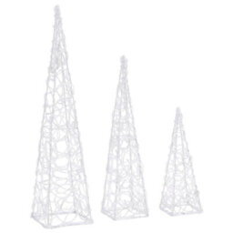 Berkfield Acrylic Decorative Led Light Cone Set Blue 30/45/60Cm - thumbnail 5