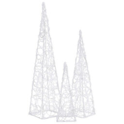 Berkfield Acrylic Decorative Led Light Cone Set Blue 30/45/60Cm - thumbnail 4