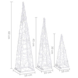 Berkfield Acrylic Decorative Led Light Cone Set Blue 30/45/60Cm - thumbnail 9