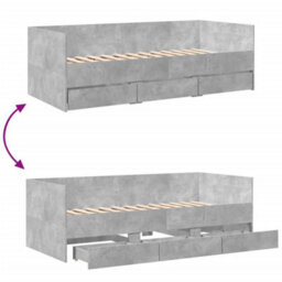 Berkfield Daybed With Drawers Without Mattress Concrete Grey 100X200 Cm - thumbnail 8