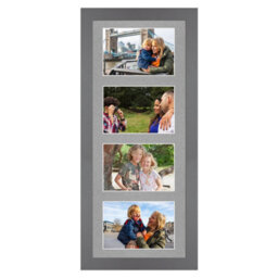 AK Frames 50X20Cm Dark Grey Modern Multi Photo Frame With Silver Mount - Holds 4 Apertures (4X) 6X4 Photos - thumbnail 1